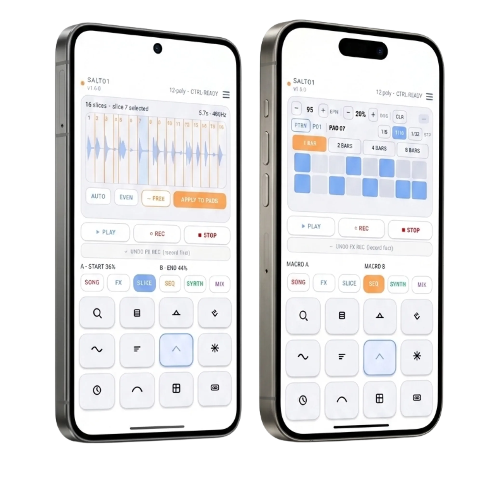 SALTO SAMPLER running on Pixel and iPhone